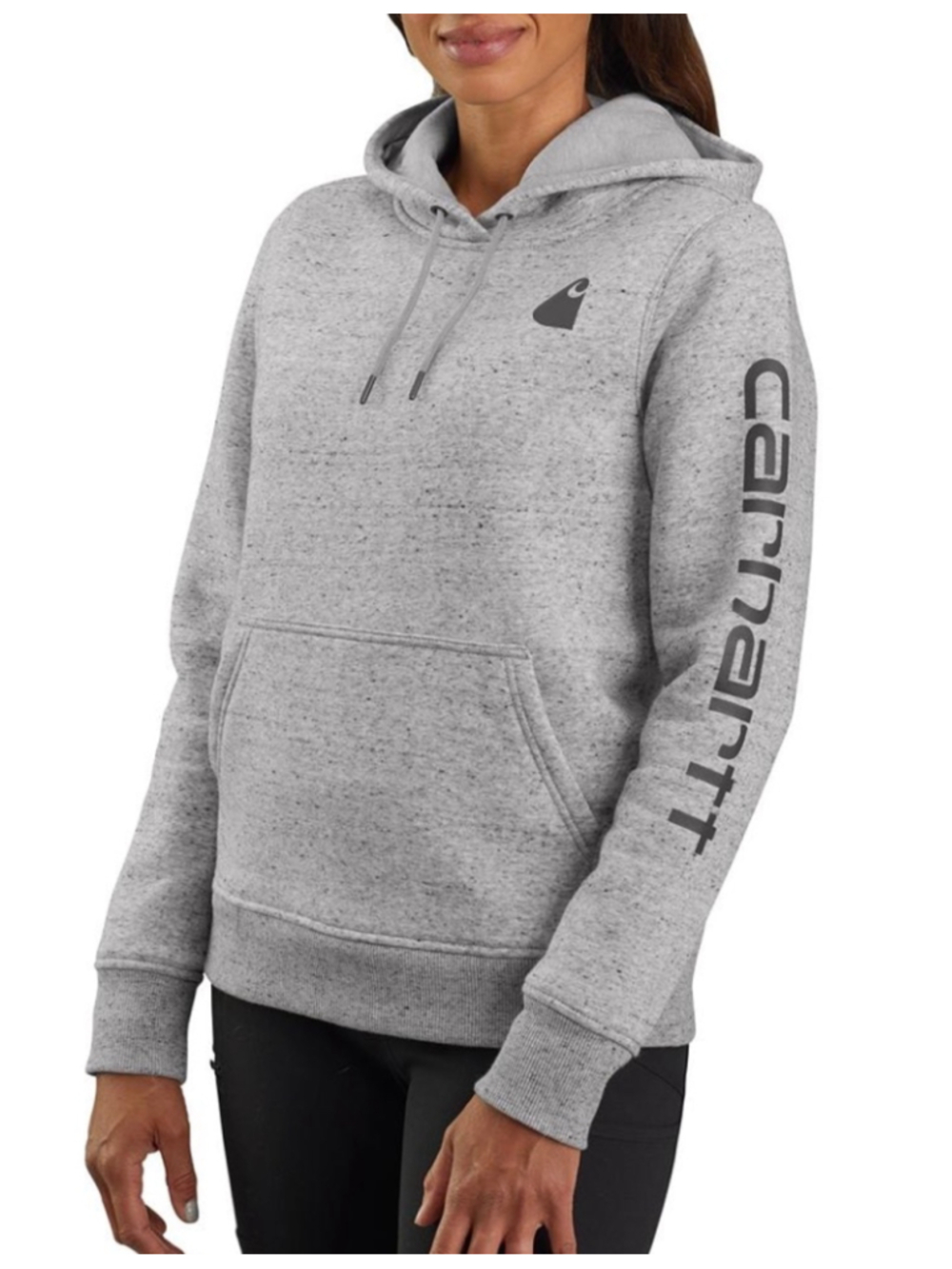 Carhartt Hoodie Women Small Grey Relaxed Fit Logo Sleeve Graphic Gray Sweatshirt